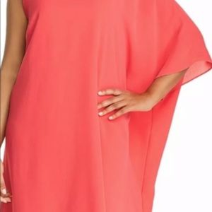 Adrianna Papell one sleeve coral caftan dress